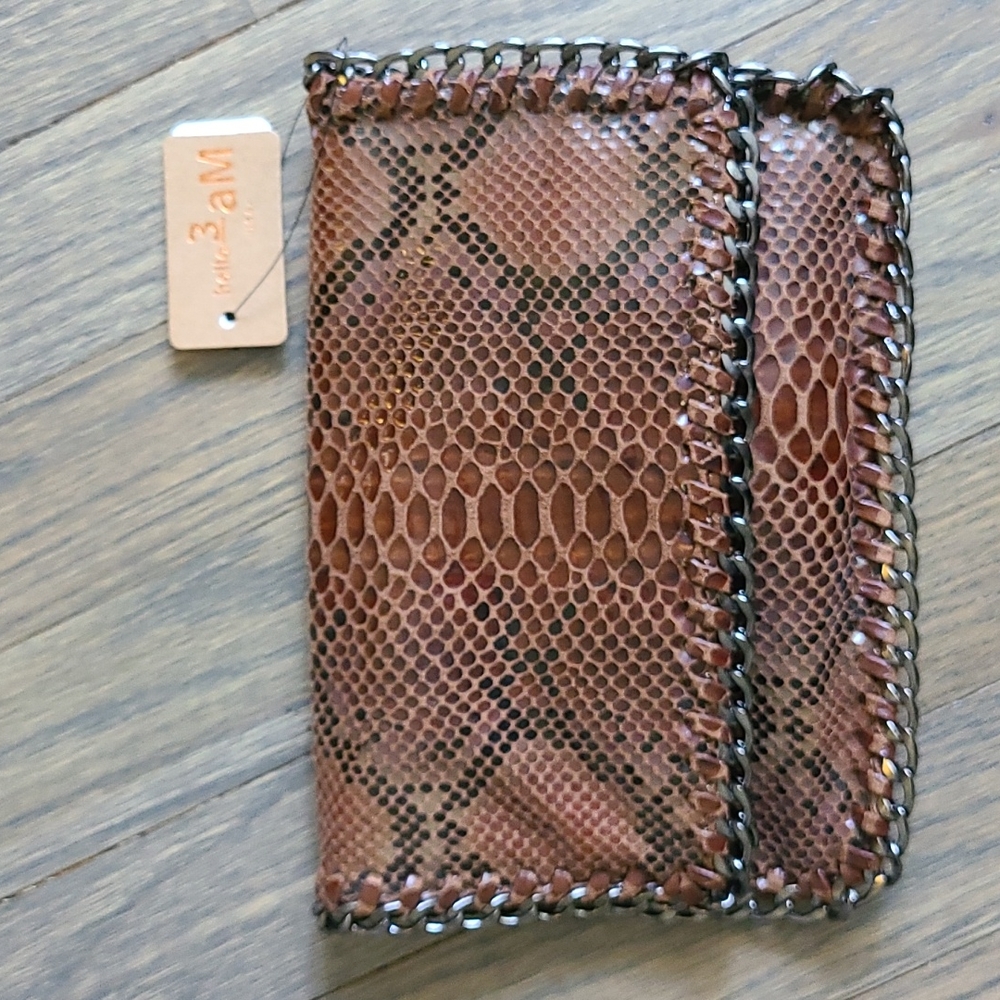 Brown Snake Print Clutch/Crossbody